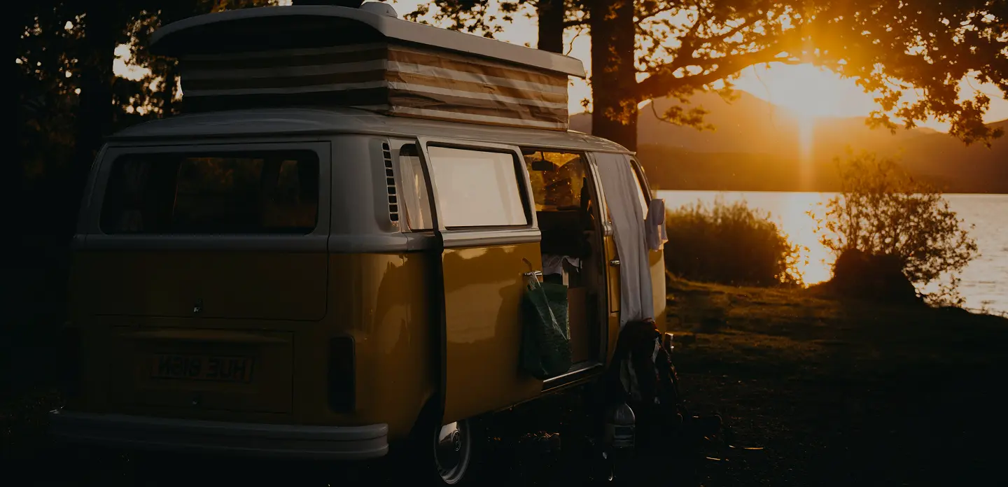 Camper at sunset